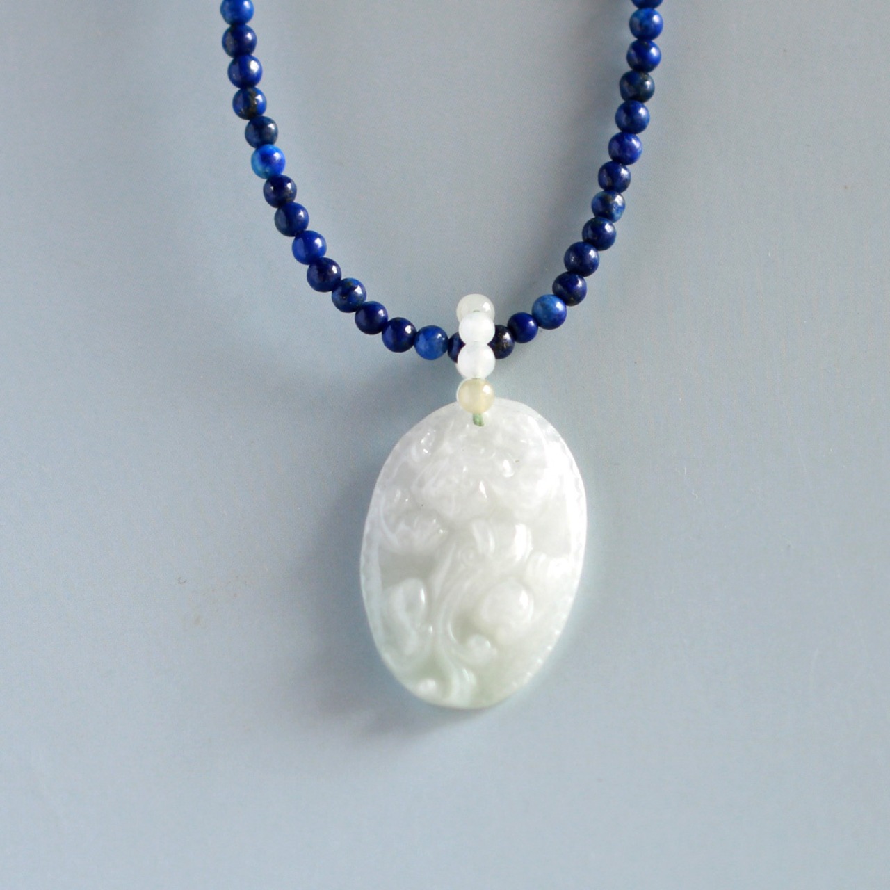 待望の再販！！翡翠とラピスの絶妙な色合いがgood！hikyu Top lapis lazuli necklace A貨翡翠 jd_ne1241