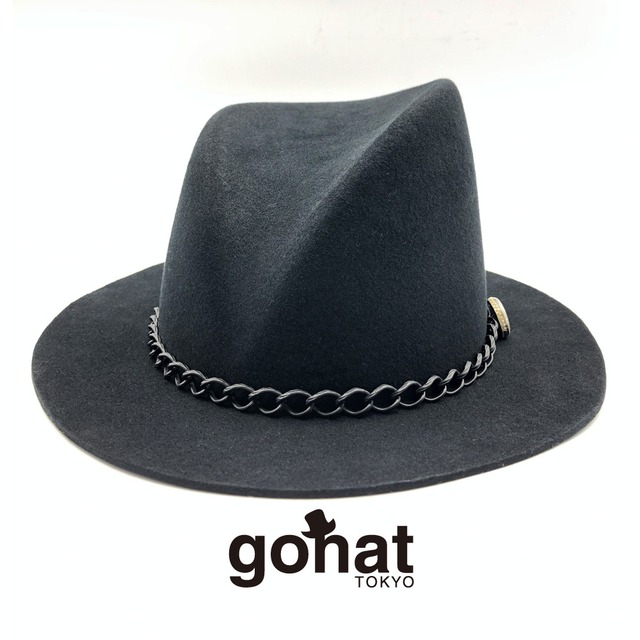 Wool FEDORA HAT / ブラック 黒 帽子 ハット HAT フェドラ　チェーン