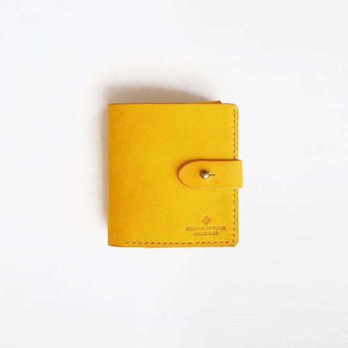 使いやすい 二つ折り財布 【 イエロー 】 コンパクト メンズ レディース ブランド 革 鍵 収納