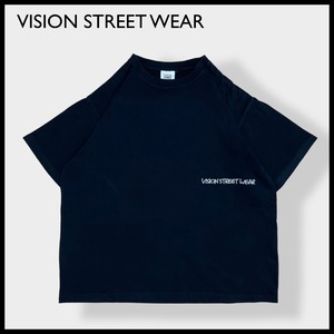 【VISION STREET WEAR】刺繍ロゴ バックプリント Tシャツ ストリート ボード スケボー イラスト ロゴ L 半袖 黒t ヴィジョンストリートウェア US古着