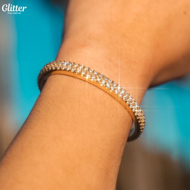 18kgp Zircon Nail Bangle 【GOLD】 | Glitter