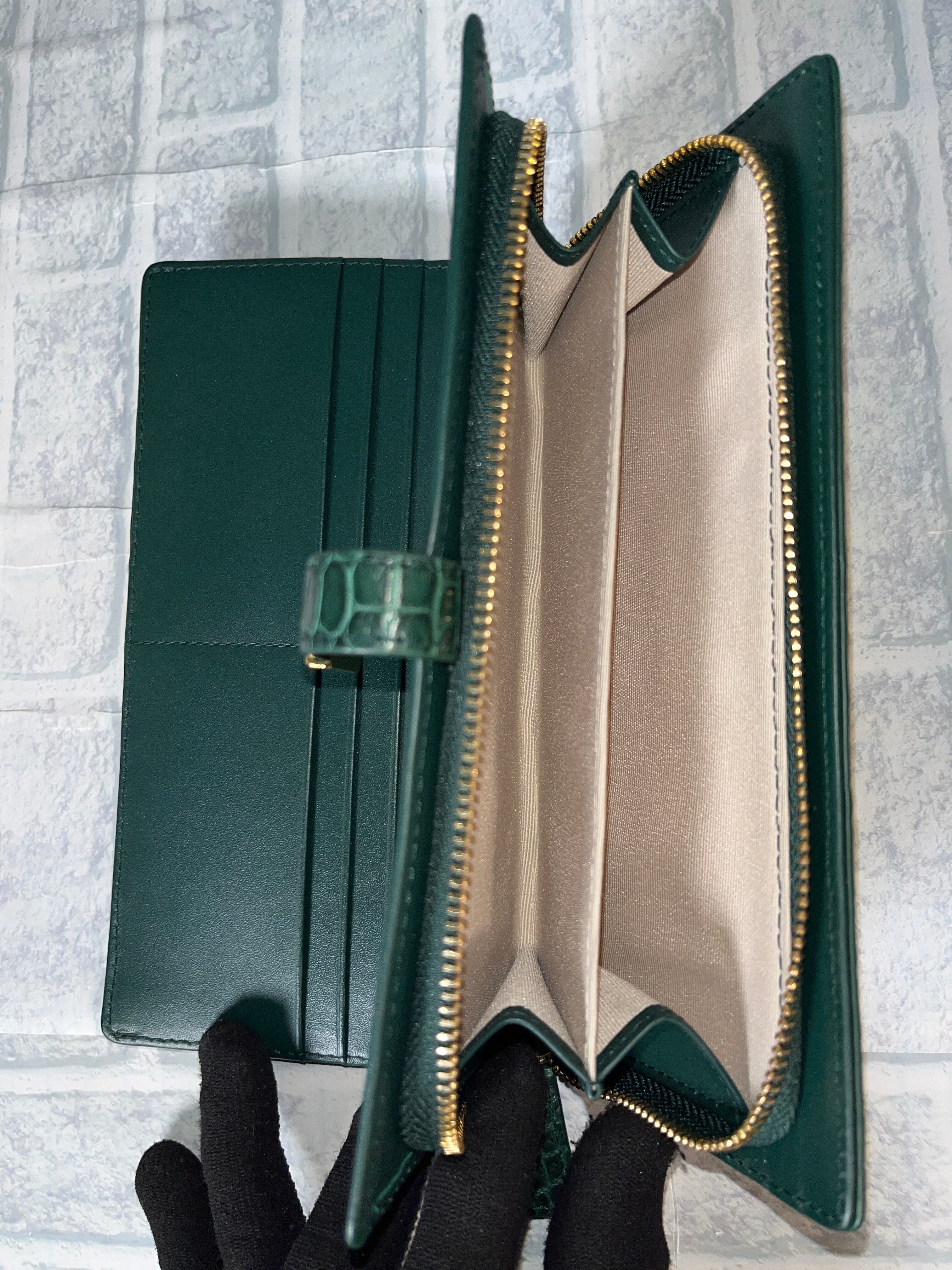 GUODI クロコダイル本革 マット仕上げ ベロ金具付き長財布 TK-10LW103