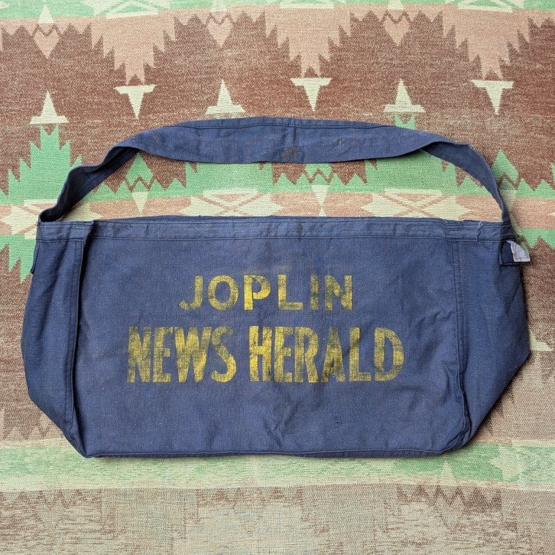 【希少】40s News paper bag ヴィンテージ オリジナル 40s～ JOPLIN NEWS HERALD Navy Canvas Newspaper Bag | Wonder Wear