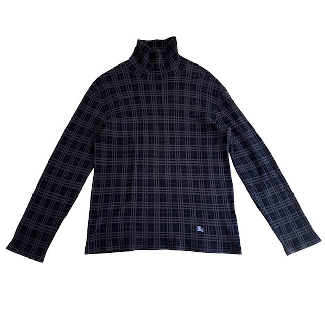 古着 バーバリーブラックレーベル ハイネック 長袖 カットソー クリーニング済み チェック柄 メンズ サイズ3