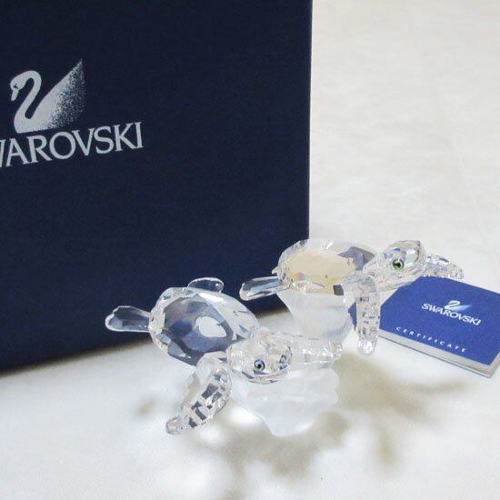 Swarovski スワロフスキー海ガメの赤ちゃん　置物 スワロフスキー 「ウミガメ（海ガメ）の赤ちゃん Baby Sea Turtles