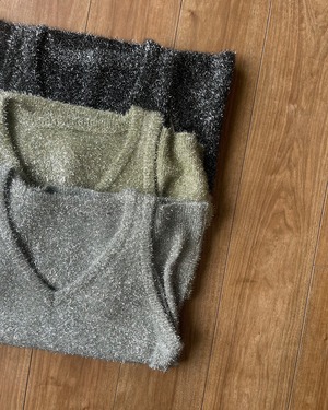 glitter knit v-neck vest