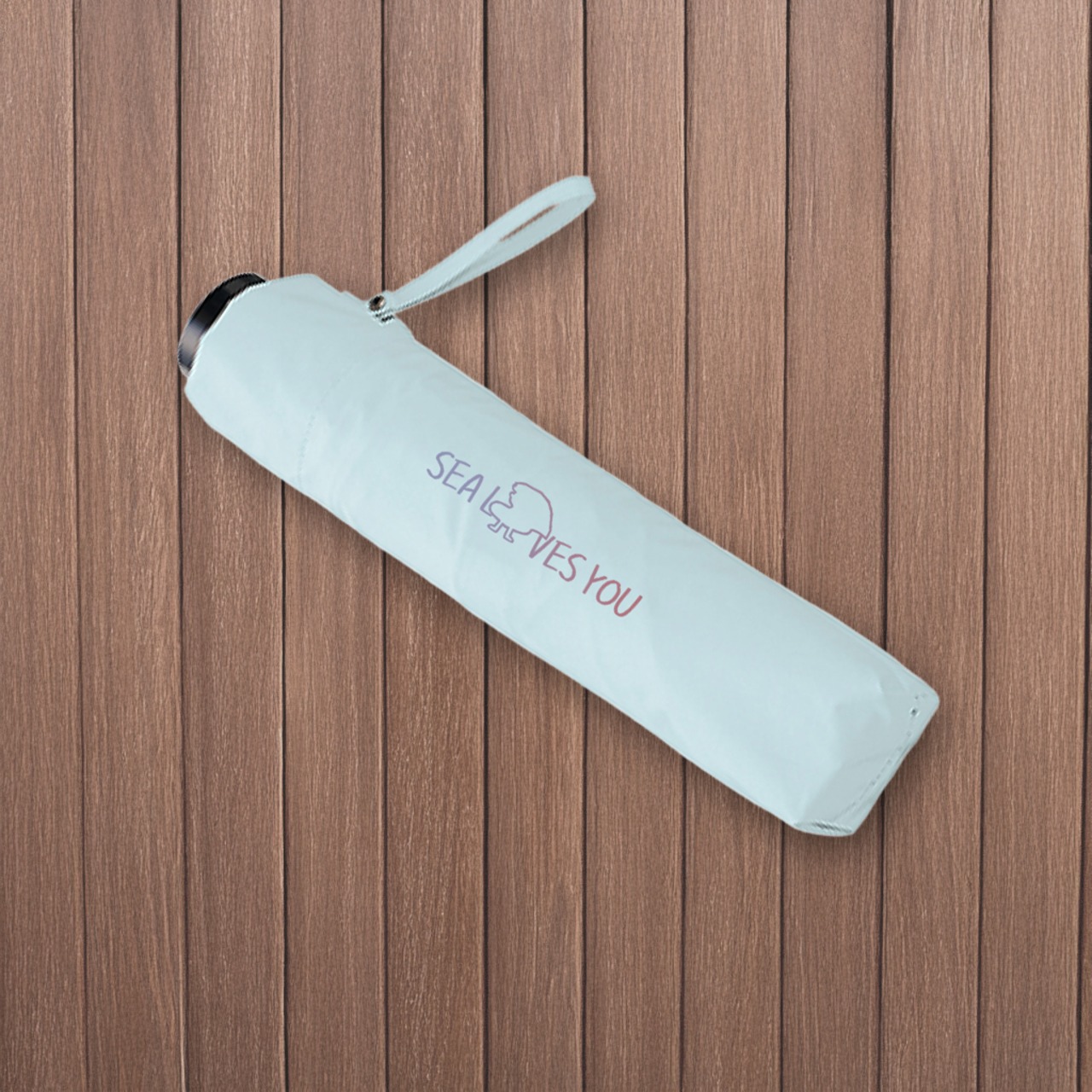 私、日焼けはしたくないの！-遮光折りたたみ傘(スモークブルー) - 2