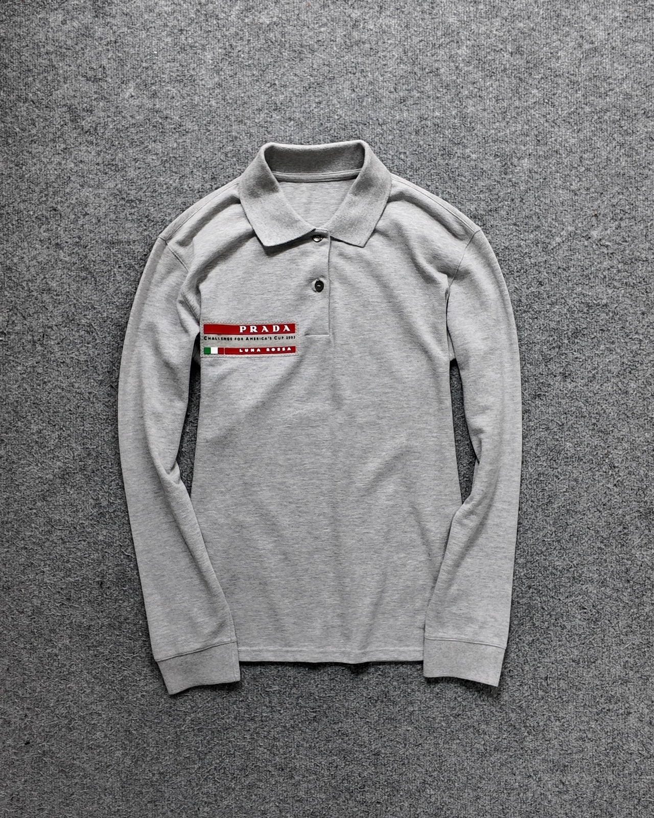 【2003 PRADA】rubber plate grey polo shirt