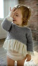 レイヤード ニット トップス 重ね着風 女の子 キッズ 子供服 リボン フリル セーター 上着 オーガンジー ドッキング 秋冬 秋 冬 新作