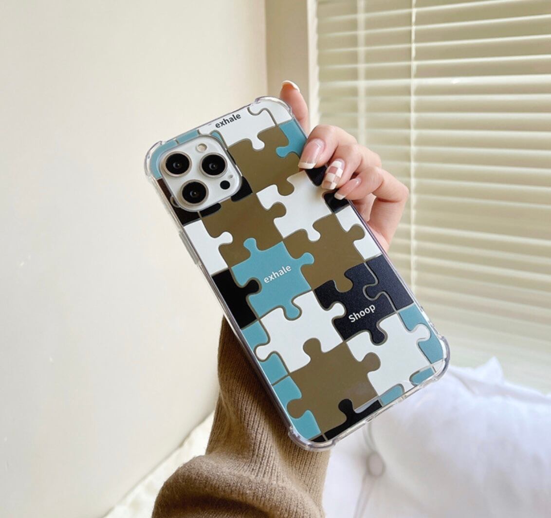 レトロおしゃれな パズル柄 Iphoneケース シンプル スマート ミラー 鏡 スマホ スマホカバー アイフォンカバー カジュアル Lamitte Deco トレンド 韓国ファッション ショップ Base店