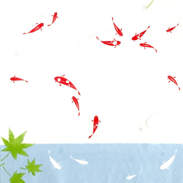 【FRONTIA】バラ売り1枚 ランチサイズ ペーパーナプキン 金魚 ホワイト