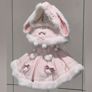 甘ロリ♡ピンクうさ耳ポンチョ&ワンピース set24 甘ロリ♡ピンクうさ耳ポンチョ&ワンピース set24