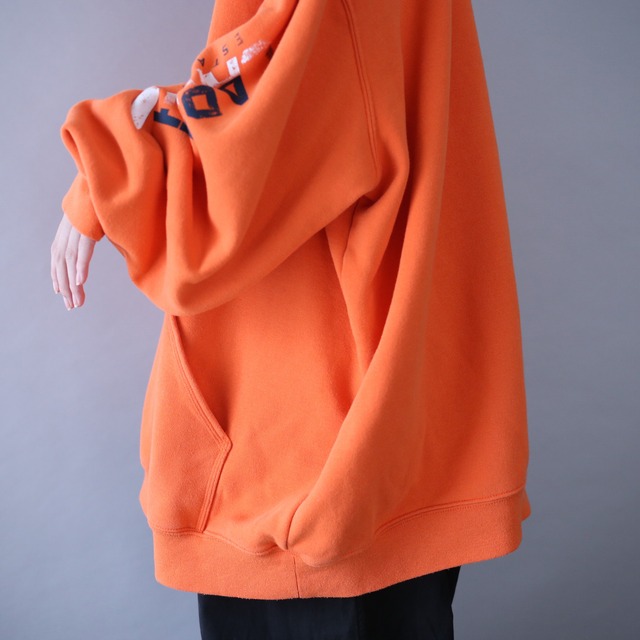 "Carhartt" sleeve logo printed XXXL over silhouette orange sweat parka