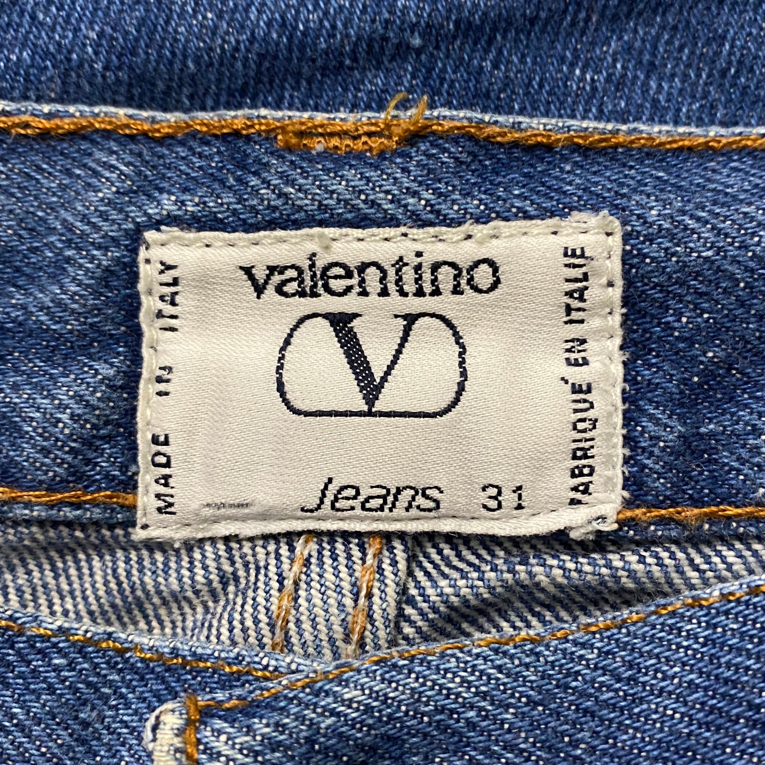 vintage VALENTINO JEANS curving leather patch denim pants | NOIR ONLINE