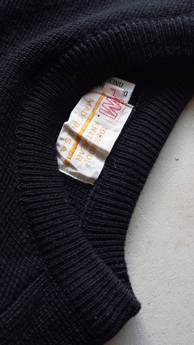 "WI" '80s vintage Black wool 6 colors linen knit