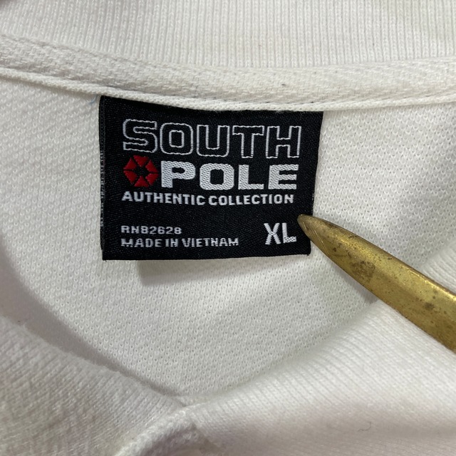 SOUTHPOLE サウスポール マルチボーダー柄半袖ポロシャツ ホワイト XL
