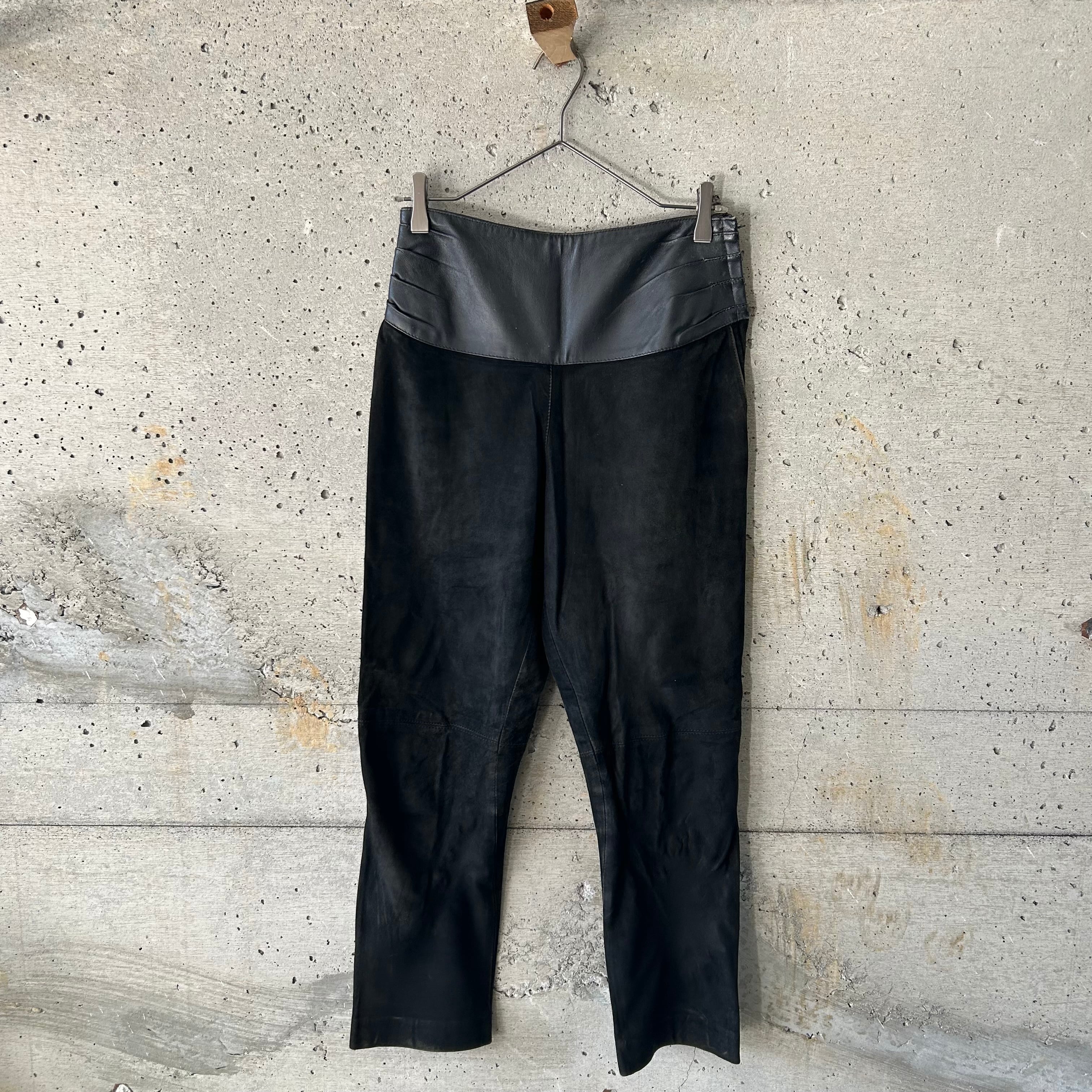 Leather switching pants
