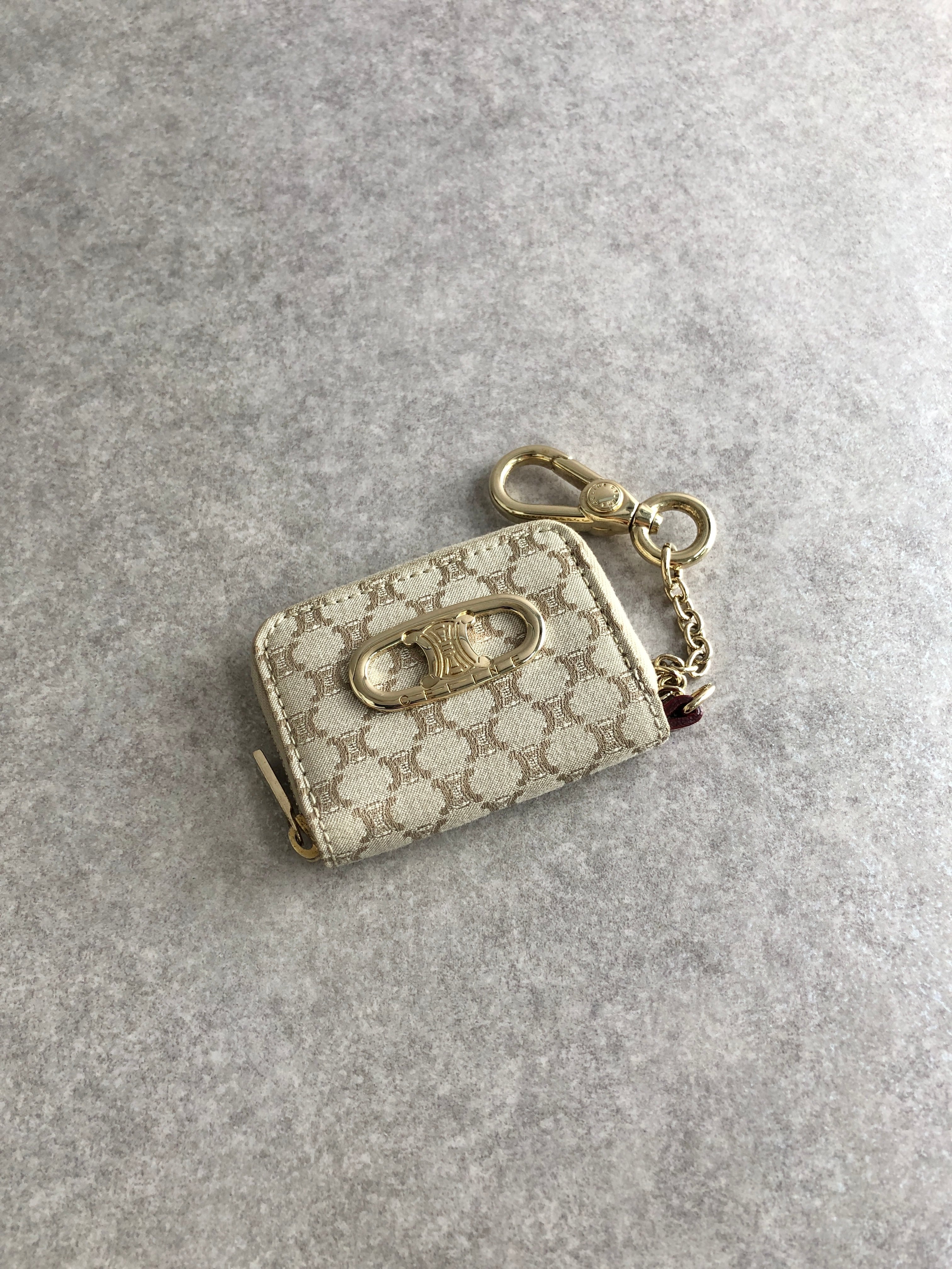 CELINE セリーヌ ブラゾン コインケース ベージュ トリオンフ ジャガード vintage ヴィンテージ オールド nrkpks