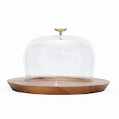 Glass Dome&Wood Plate