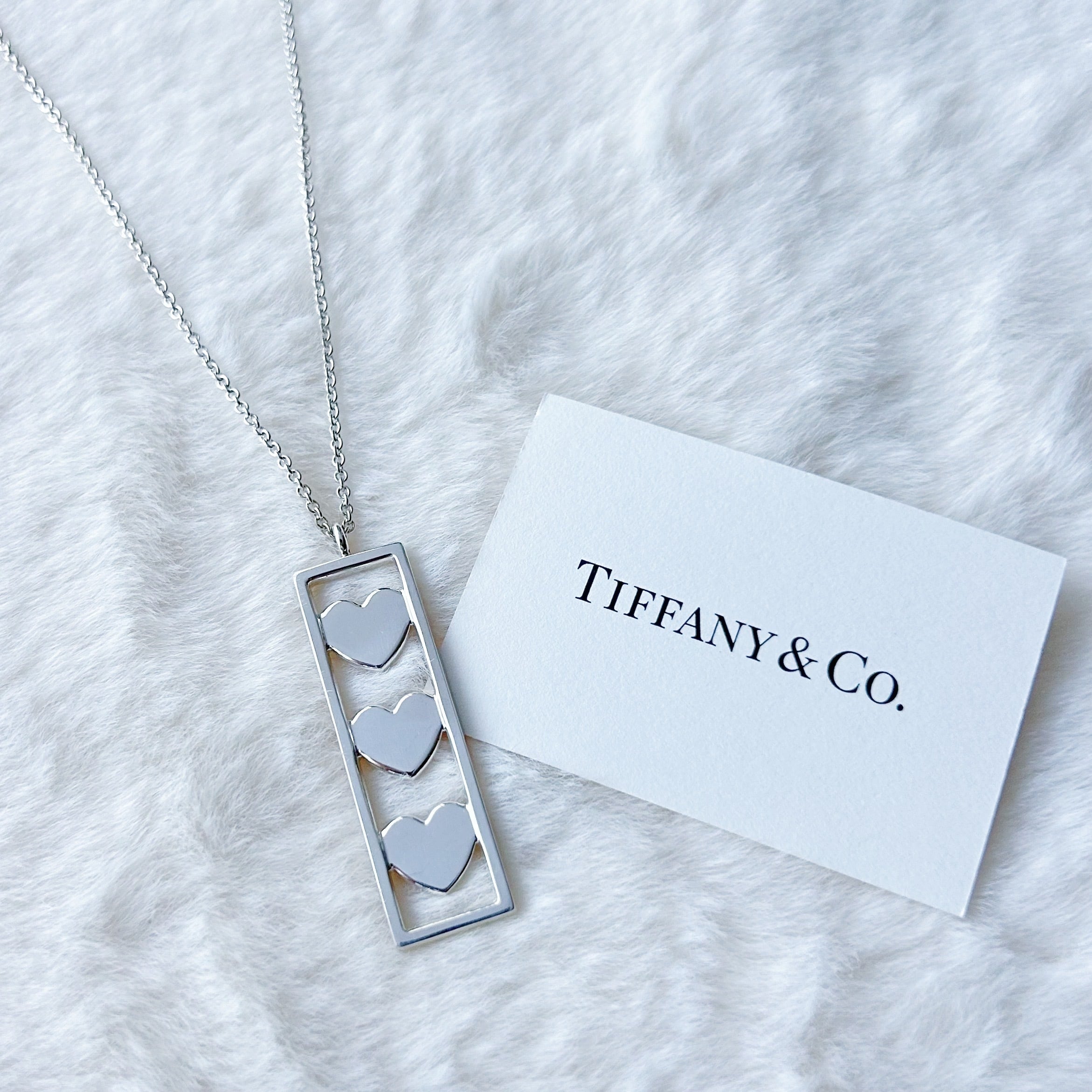 【T7159】Tiffany&Co. triple heart plate necklace/silver925/ティファニー/ネックレス
