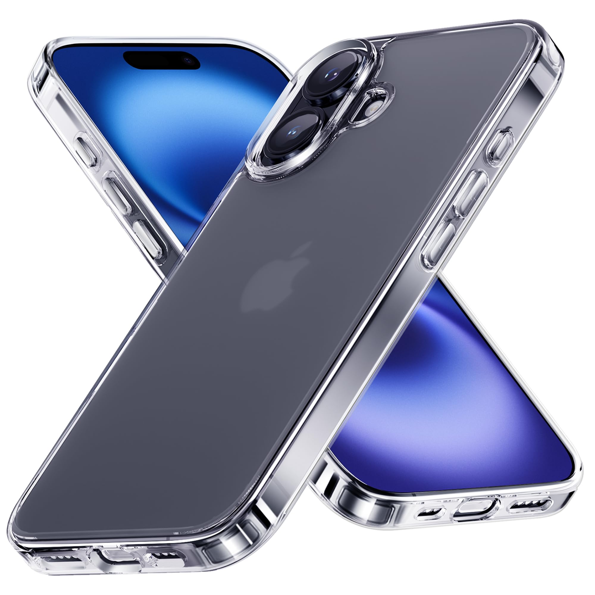 NIMASO iPhone16用 ケース マット 背面強化ガラス 9H硬度 耐衝撃 傷つき防止 黄ばみ防止 アイフォン16対応(6.1 インチ)
