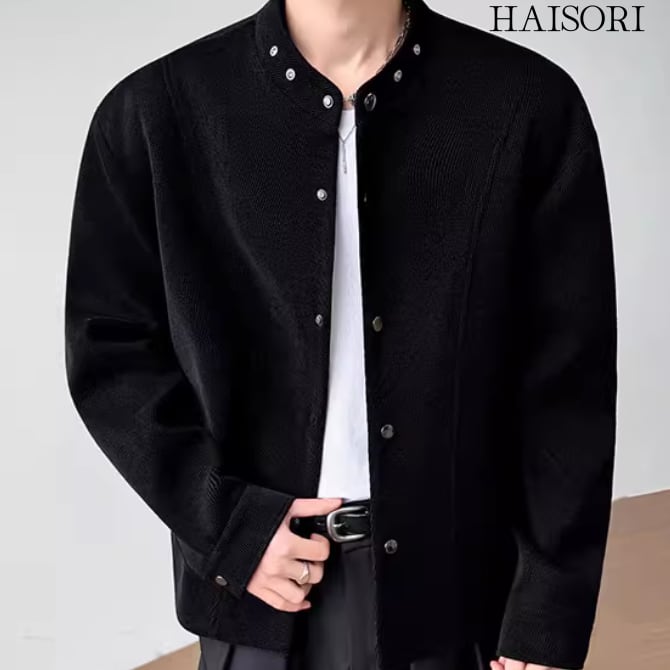 MOU0809 スタンドカラー・メタルボタン・ルーズジャケット