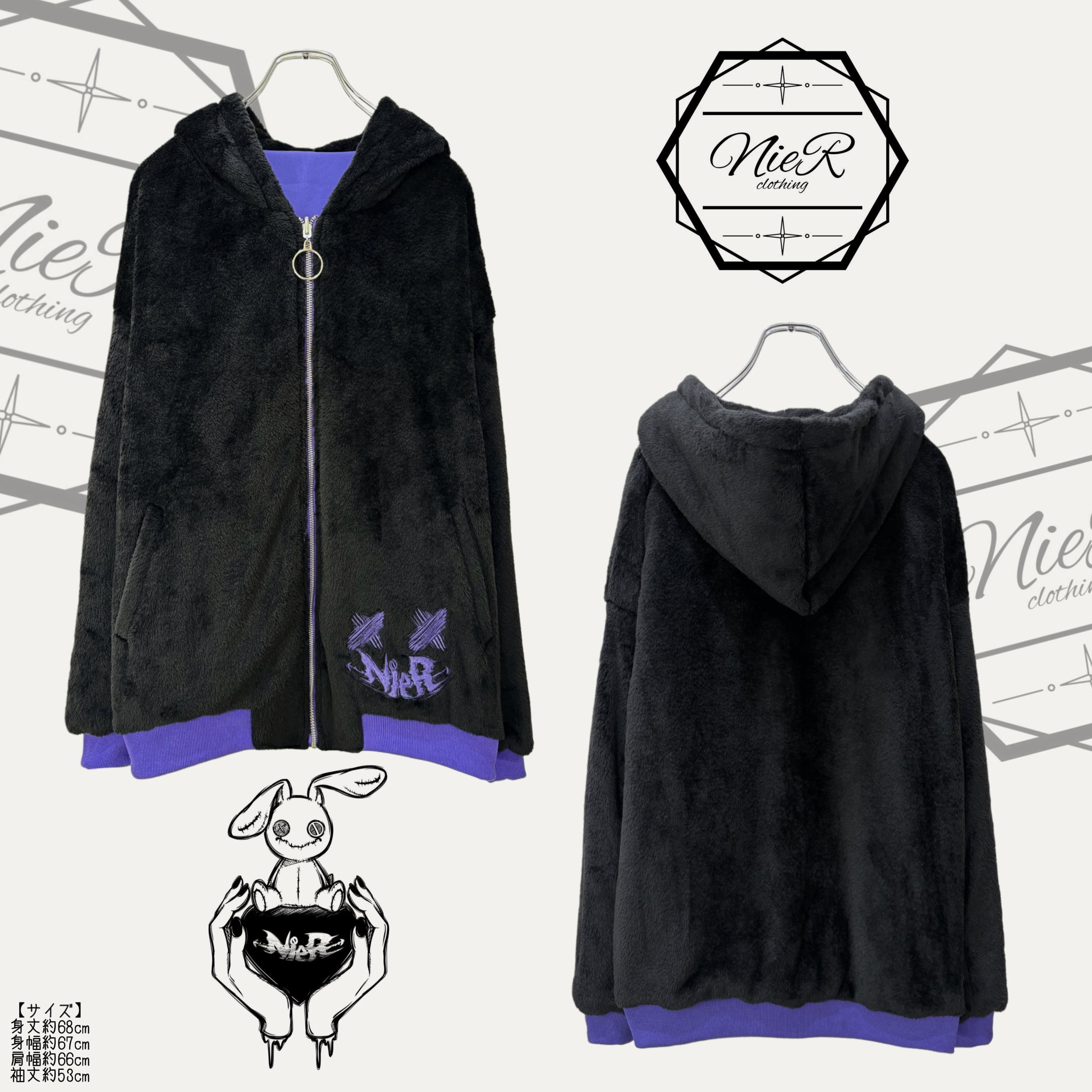 先着39点限定半額SALE》REVERSIBLE FUR ZIP OUTER【PURPLE × BLACK