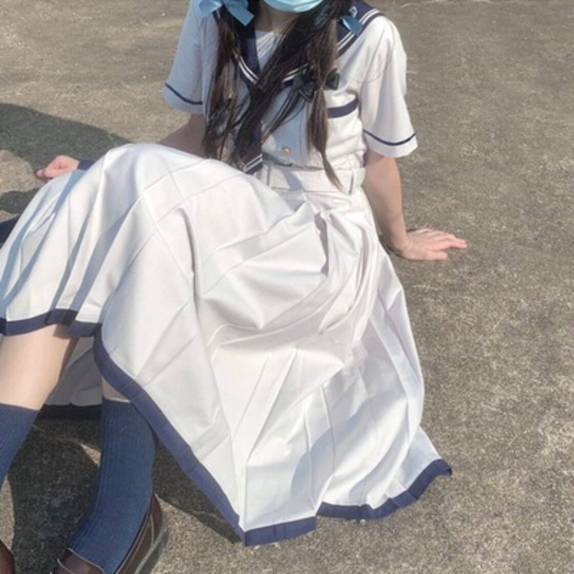 セーラー服コスプレ 清楚系 色違いあり ワンピース 半袖 女子高生 3点 