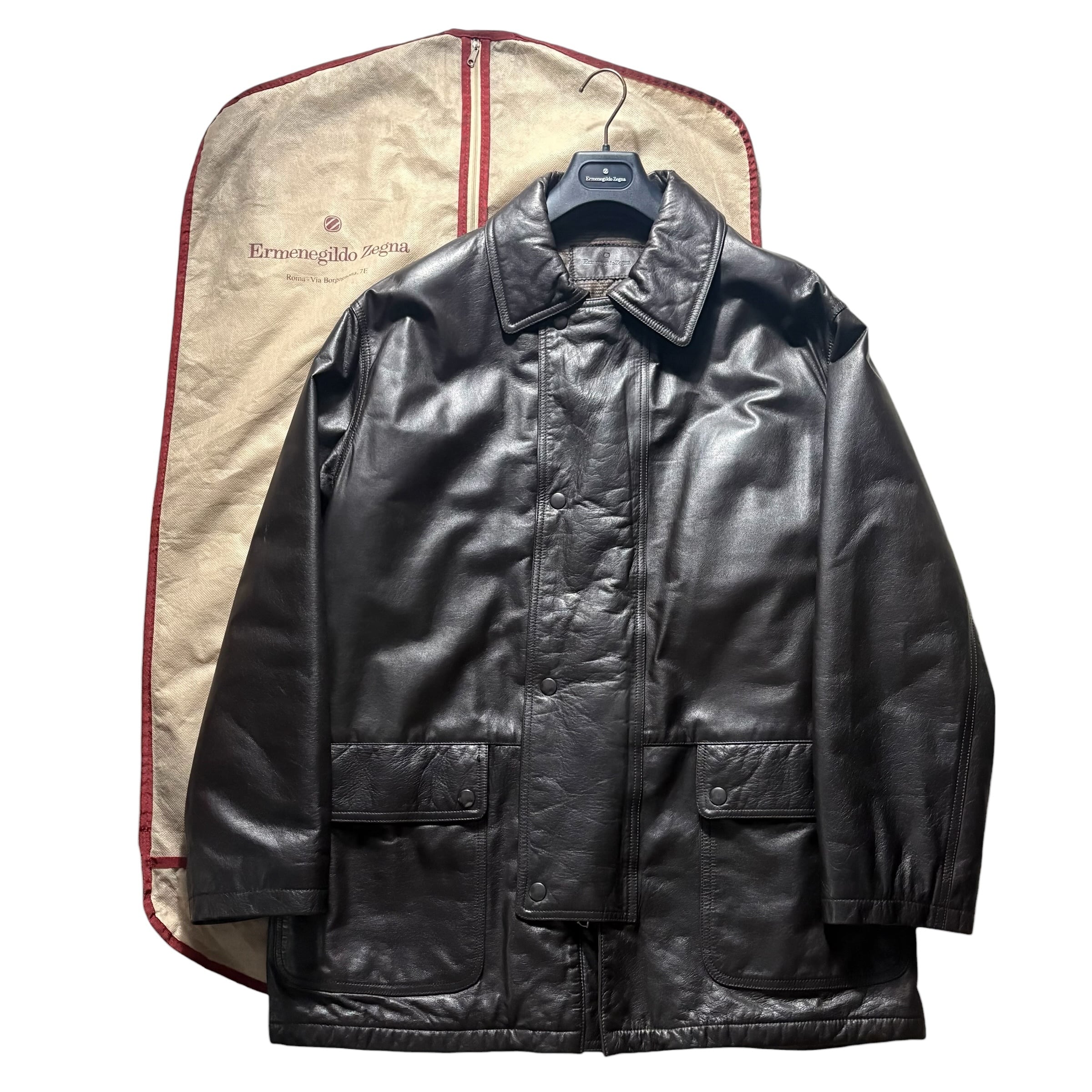 vintage ERMENEGILDO ZEGNA leather car coat | NOIR ONLINE
