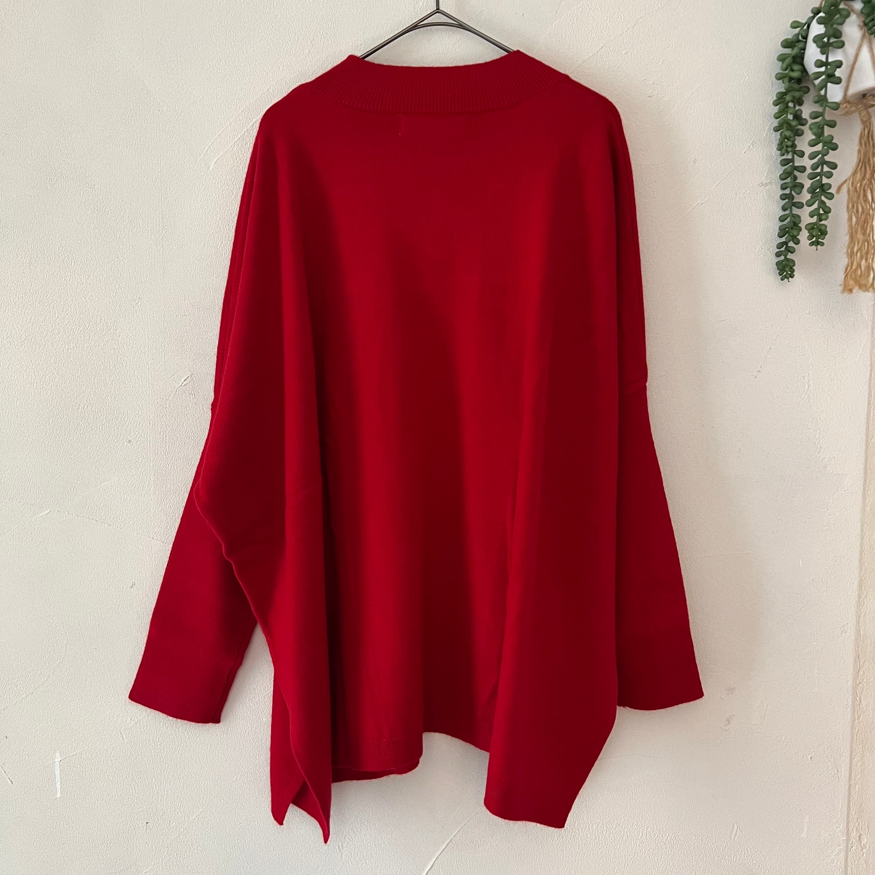 【SELECT】アンゴラ混Vネックポンチョ風ニット