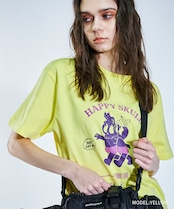 HAPPYスカルプリントベーシックTシャツ (YELLOW) CQ-46096