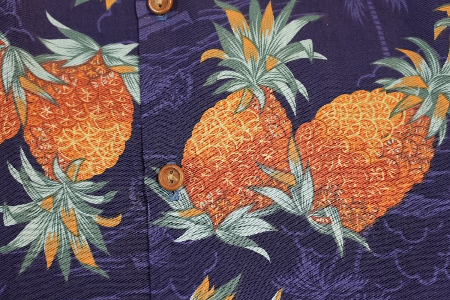 3525 PARADISE FOUND パイナップル柄 MADE IN HAWAII レーヨン アロハ