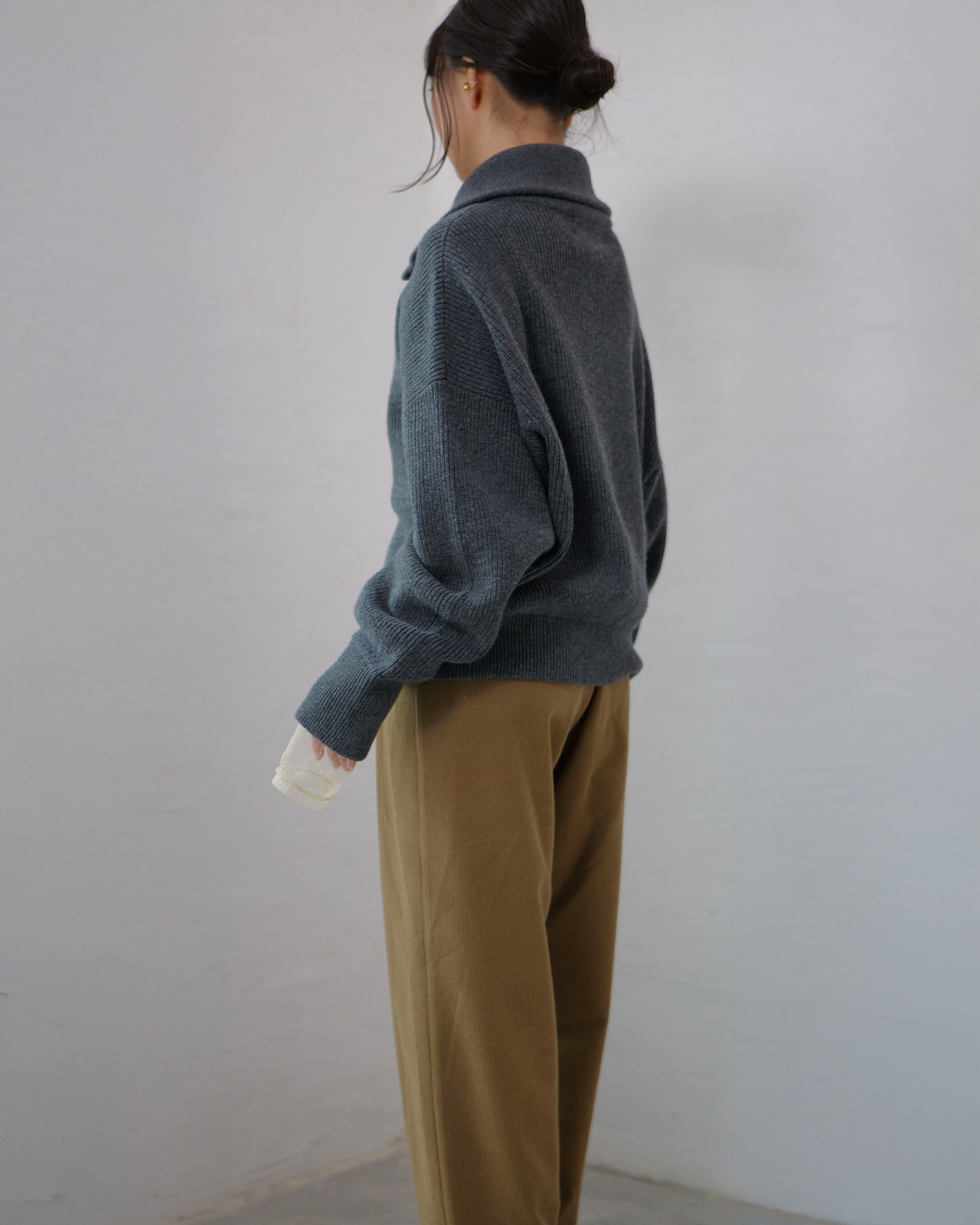 FOURAM - Long-Rib Driver’s Knit :Gray|ドライバーズニット/EXCELLA® Wジップ/フリーサイズ