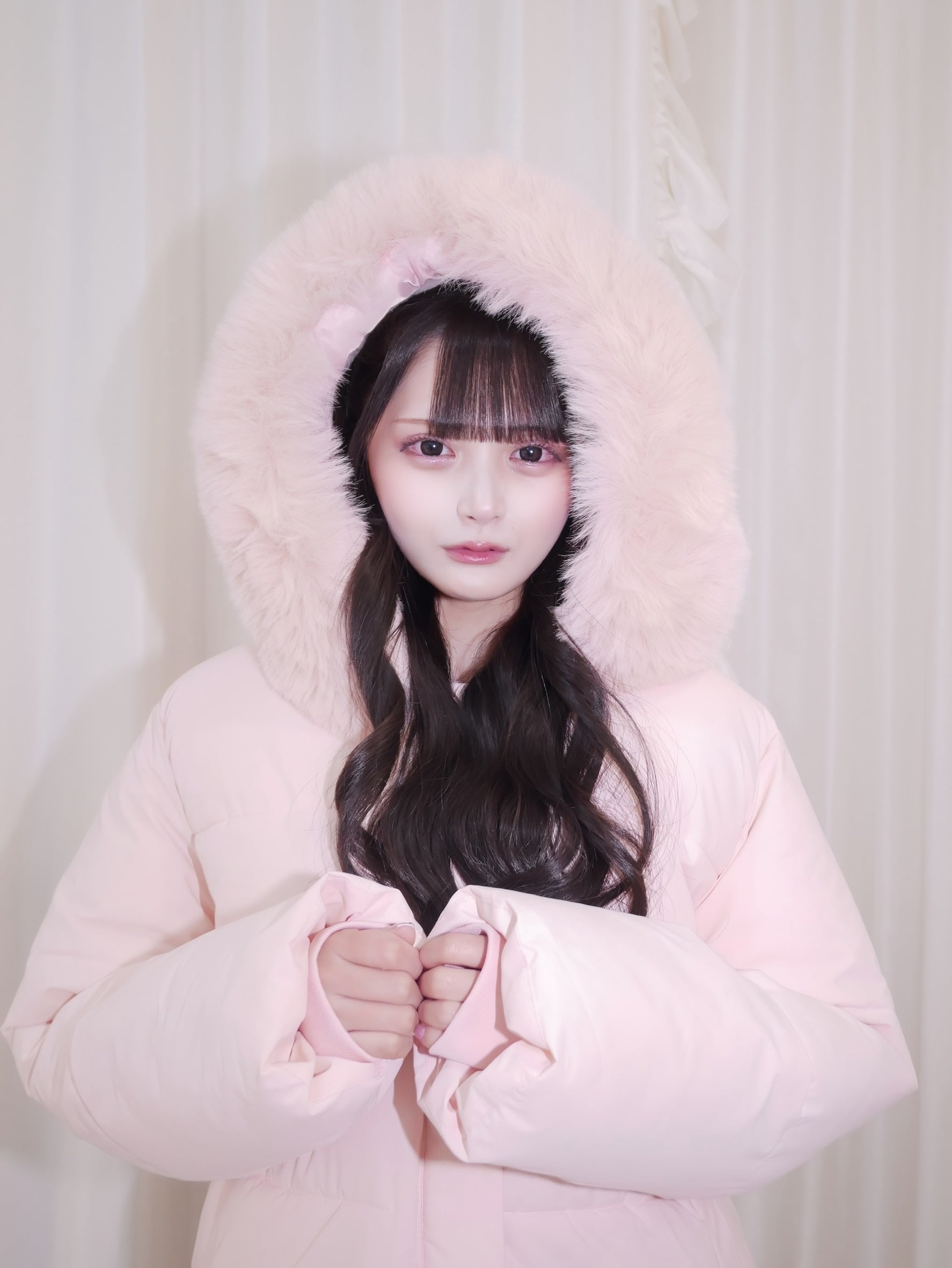 milky pink down jacket