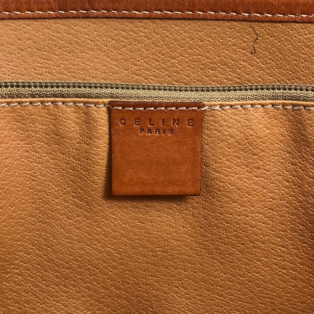 CELINE セリーヌ マカダム ハンドバッグ ブラウン ブラゾン型押し PVC トートバッグ vintage ヴィンテージ オールド bz34wg