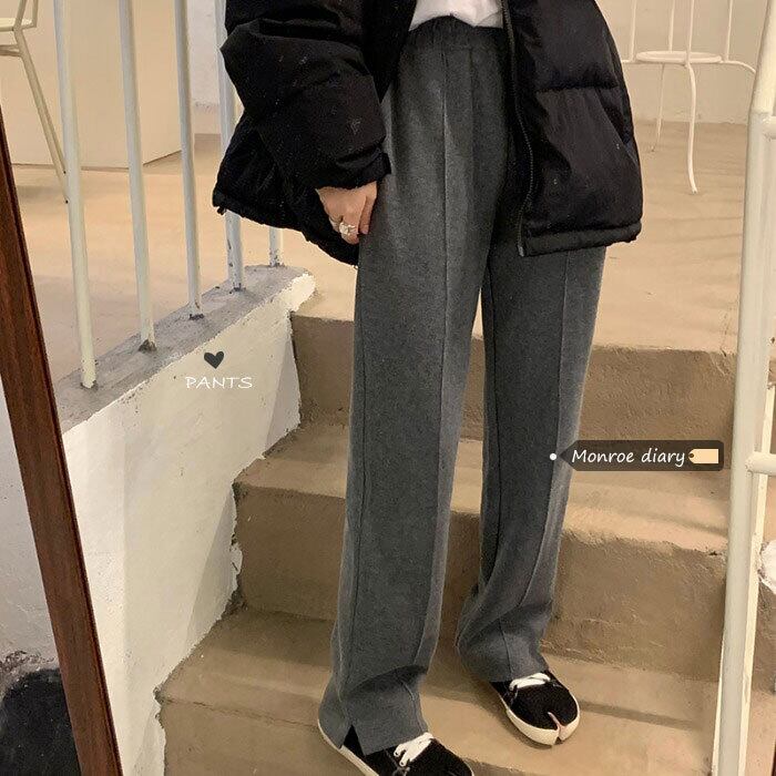 グレーカジュアルパンツ オータムウィンタースリムルーズ 秋物 冬物 モンロー79199452529