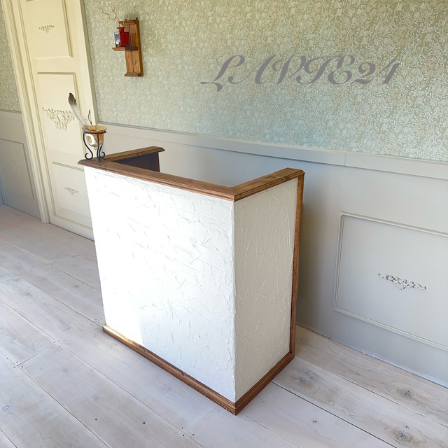 洋風 漆喰 レジカウンター /サイズ変更可能 アンティーク 木製 収納 店舗 家具 什器 ネイル サロン