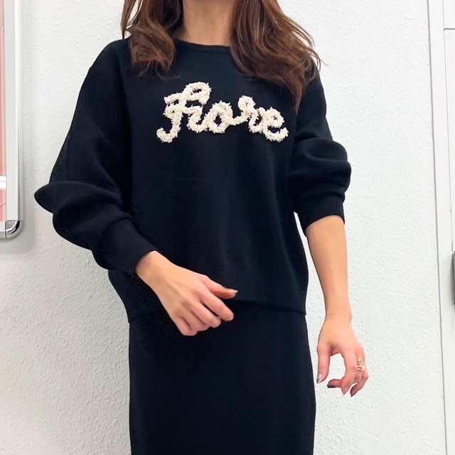 ロージー  Rosiee ツイードラメテープロゴKnit