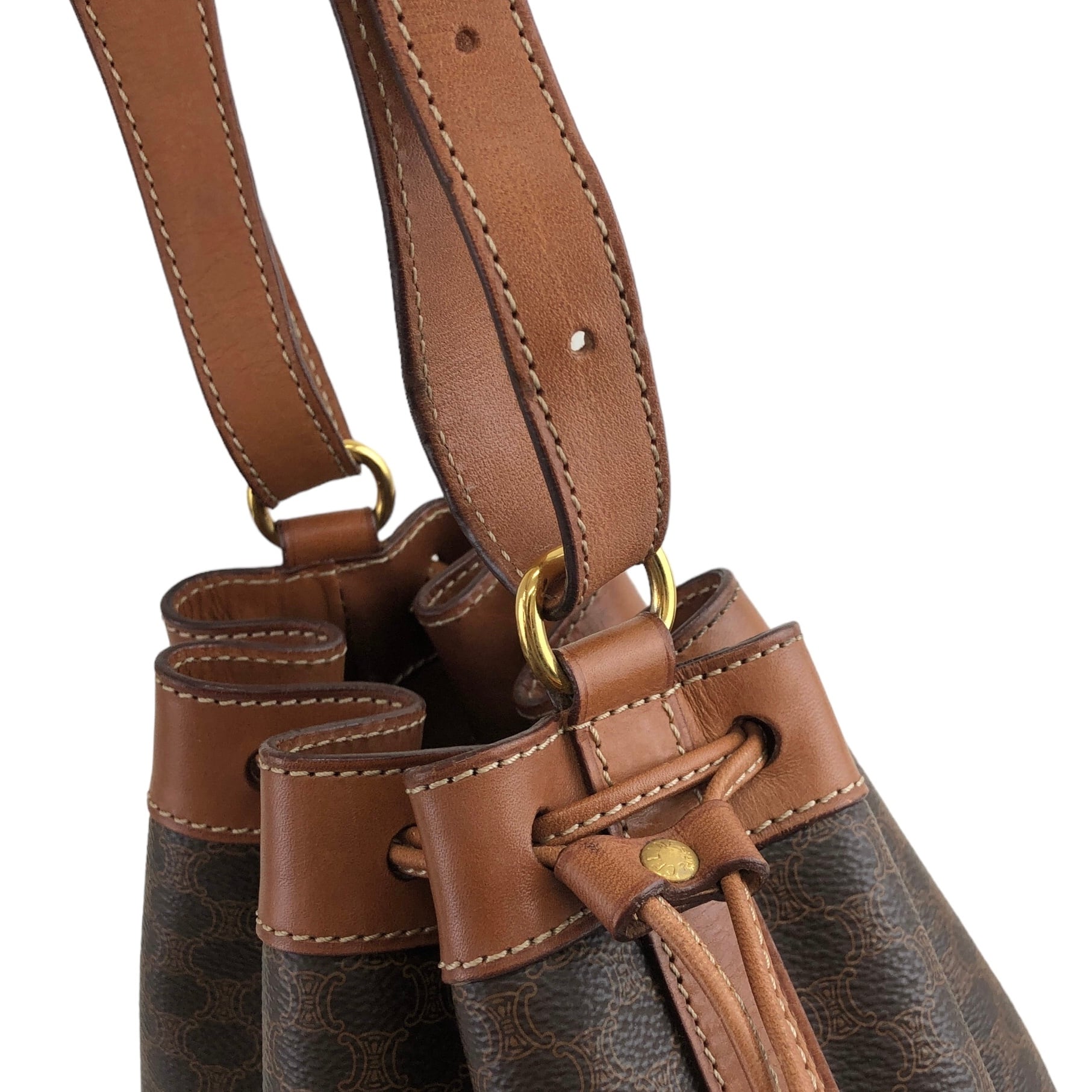 CELINE セリーヌ マカダム ショルダーバッグ ブラウン ブラゾン型押し