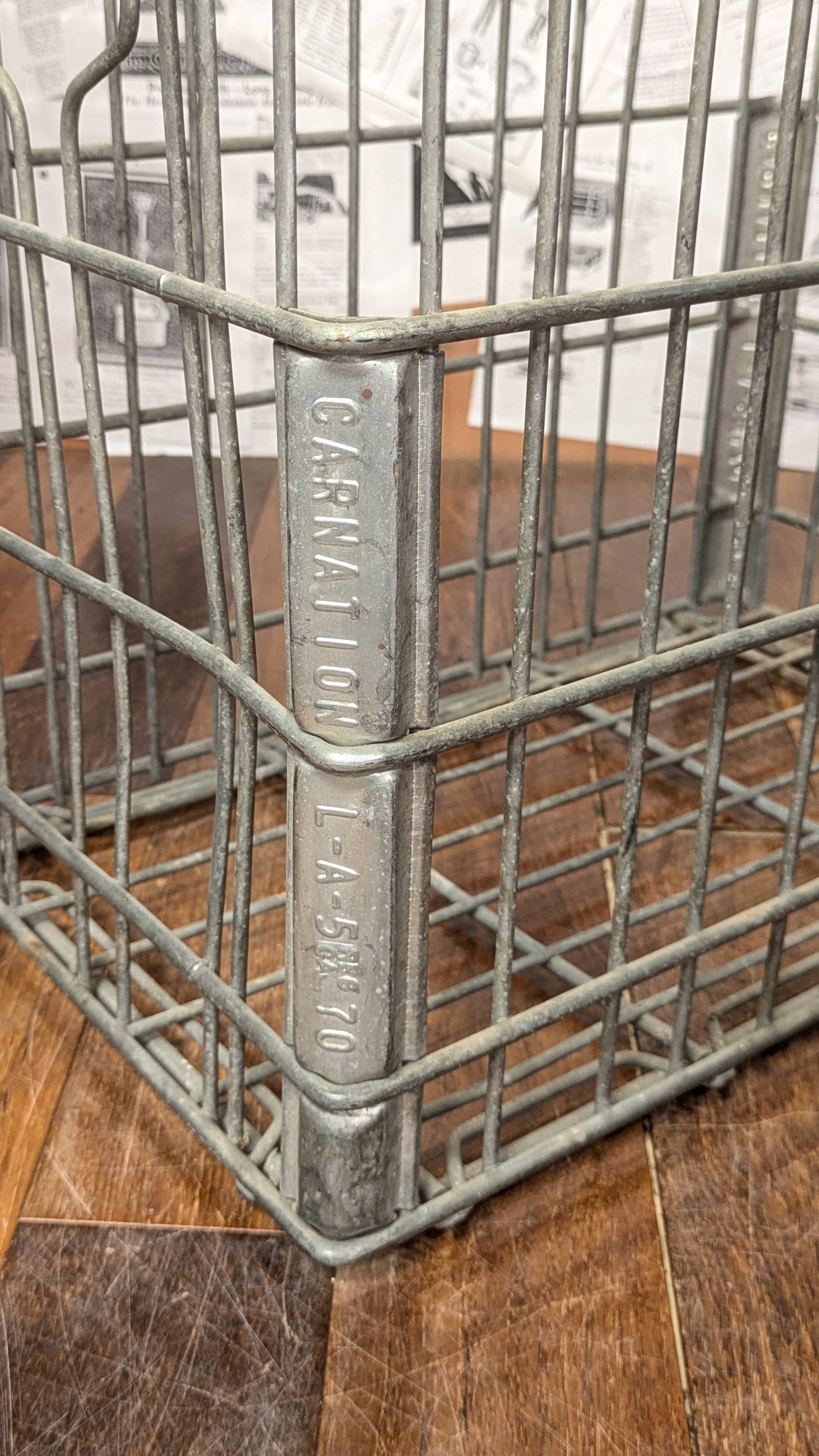 Vintage CARNATION WireCrate StorageBox Antique Container