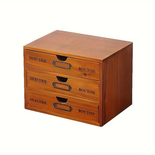 収納ボックス 木製 扉付き ３段 引き出し付 メイク収納 化粧品収納 小物収納 収納棚 おしゃれ 北欧