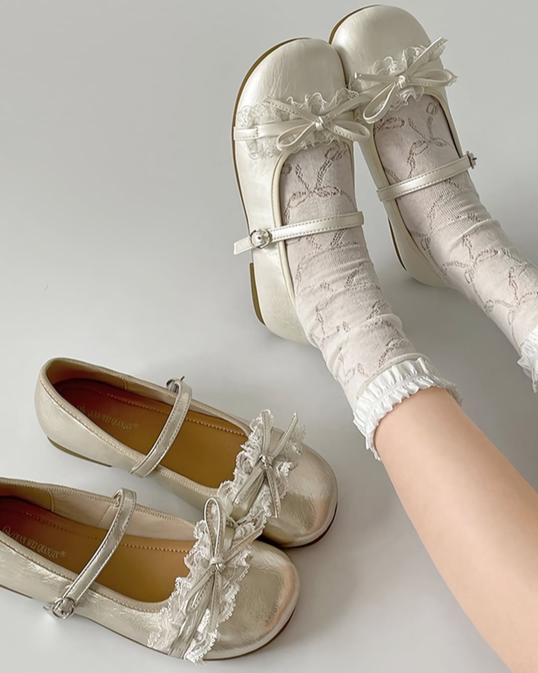 レースリボンフレンチバレエシューズ(2 colors) 2506082
