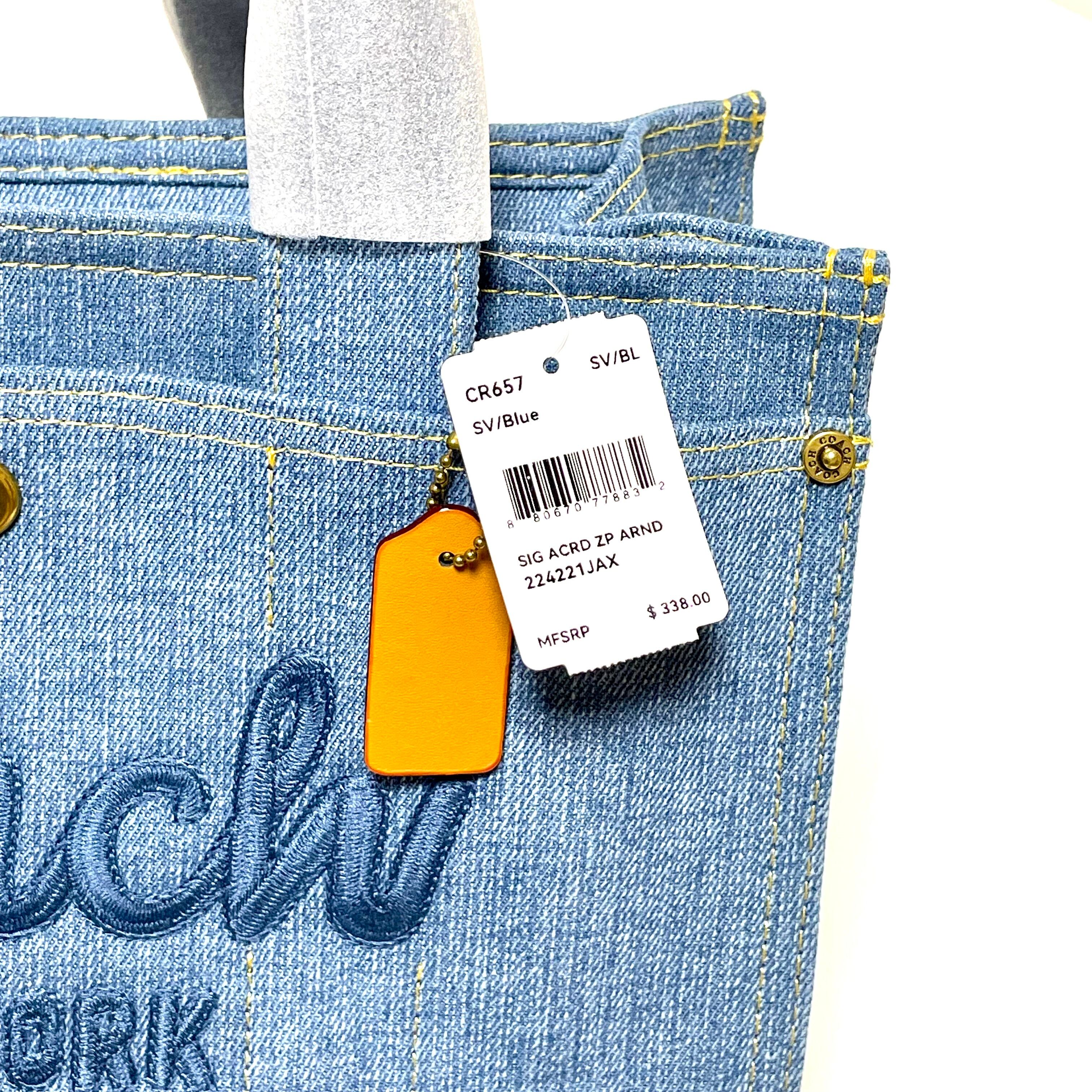 COACH コーチ デニム　トートバッグ ショルダーバッグ　CR657 新品 コーチ トートバッグ レディース デニム カーゴ トート ブルー COACH