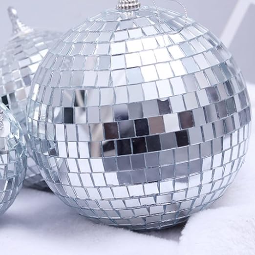 ミラーボールぶら下げディスコの照明ボール15cm銀のぶら下げボールの