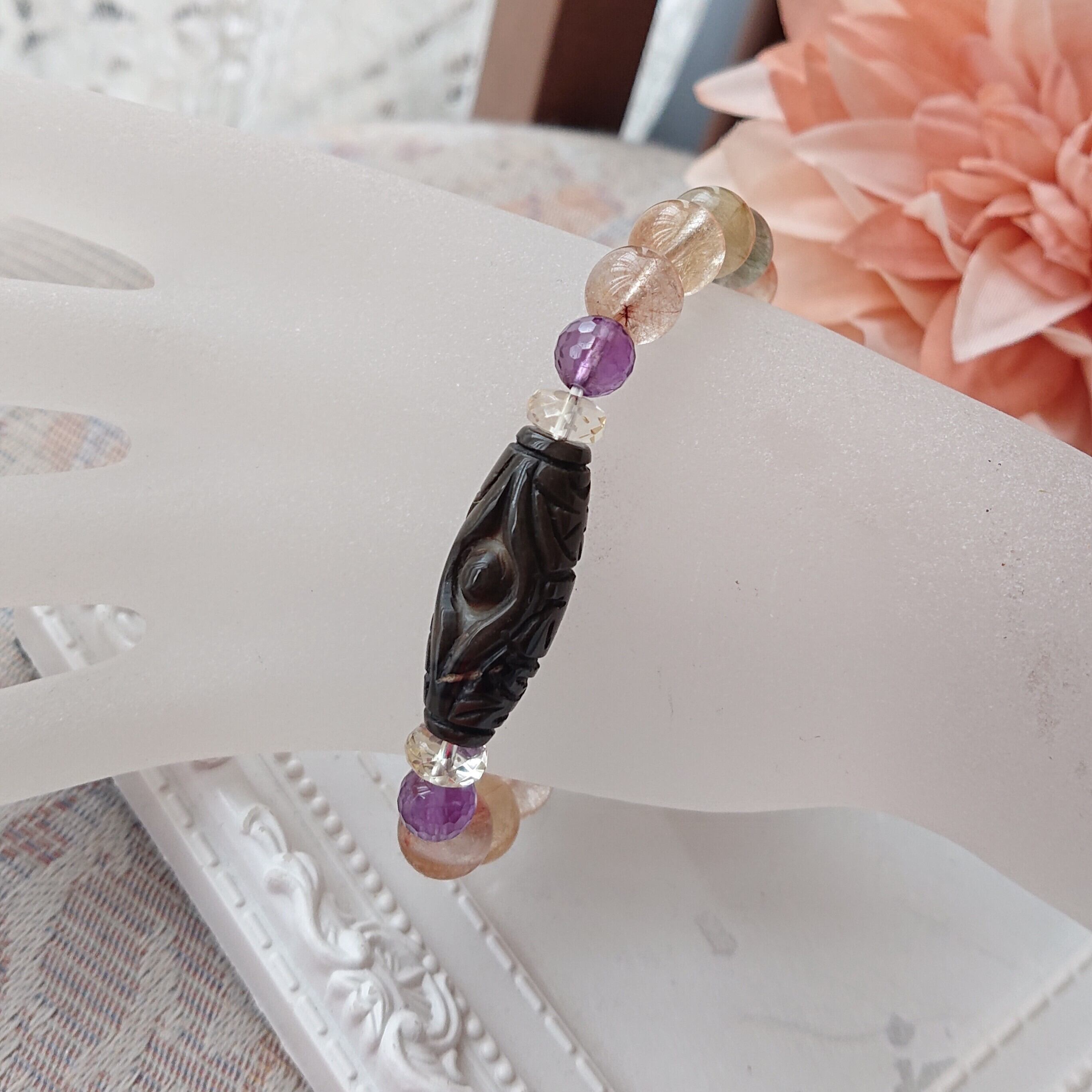 龍眼天珠とMIXルチルのブレスレット | luna&lapin