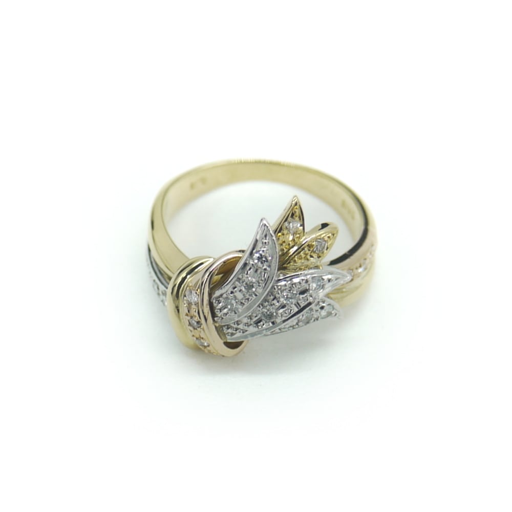 K18/Pt900 ダイヤモンド コンビ デザインリング 18金 プラチナ 指輪