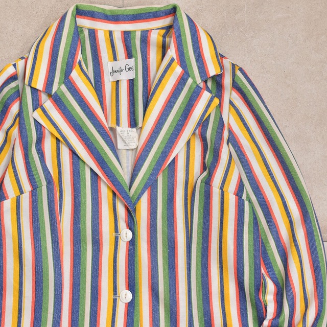 70～80s USA Jennifer Gee stripe tailored jkt