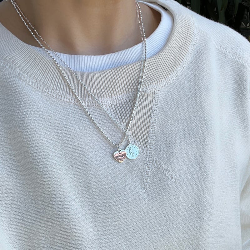 オメダイ×ハートのネックレス重ね付け2本セット【50cm】【リトル