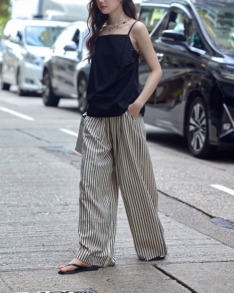 stripe wide pants i-1026 | blanks