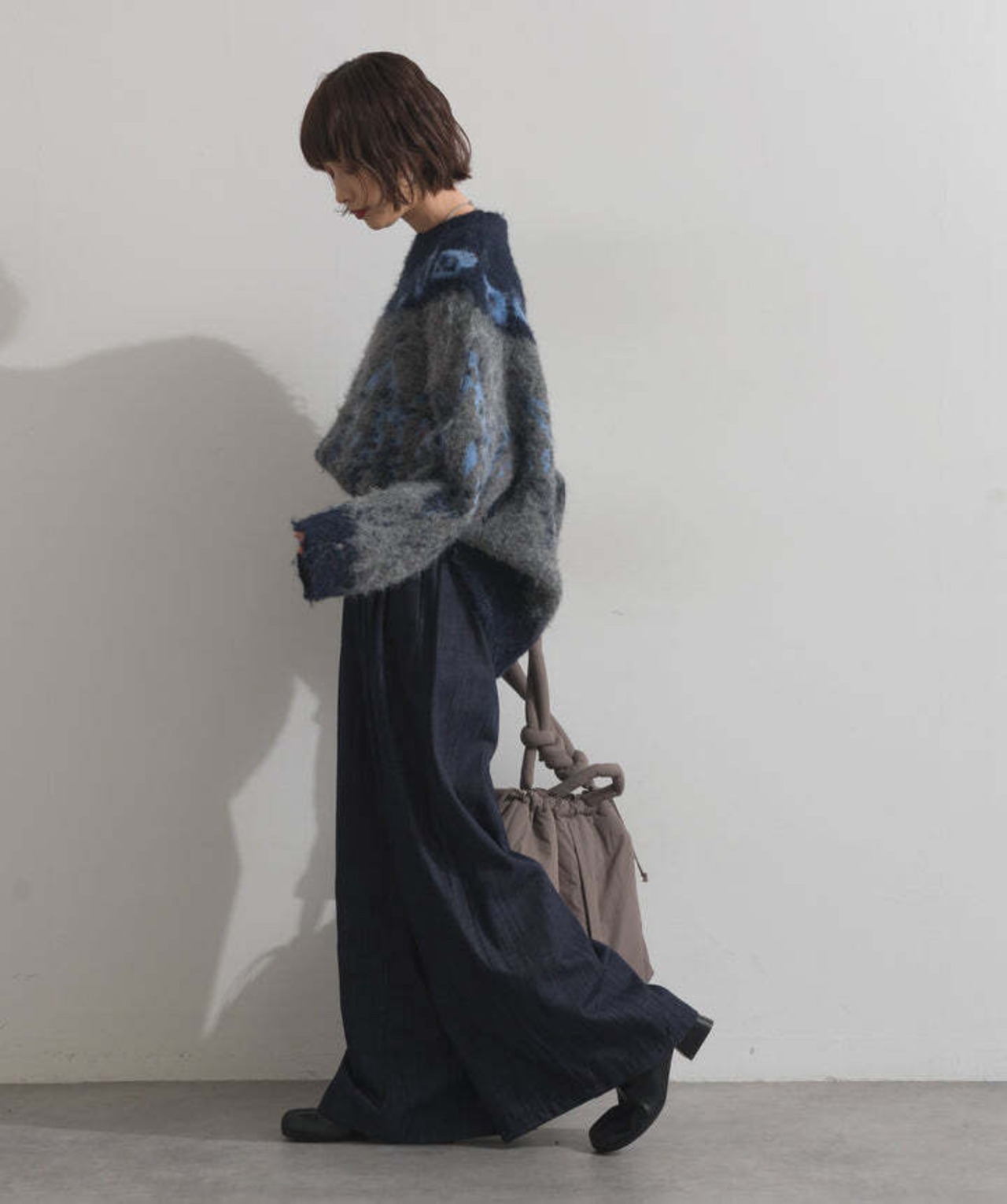 HD2510042 ノルディック柄シャギーニットプルオーバー charcoal